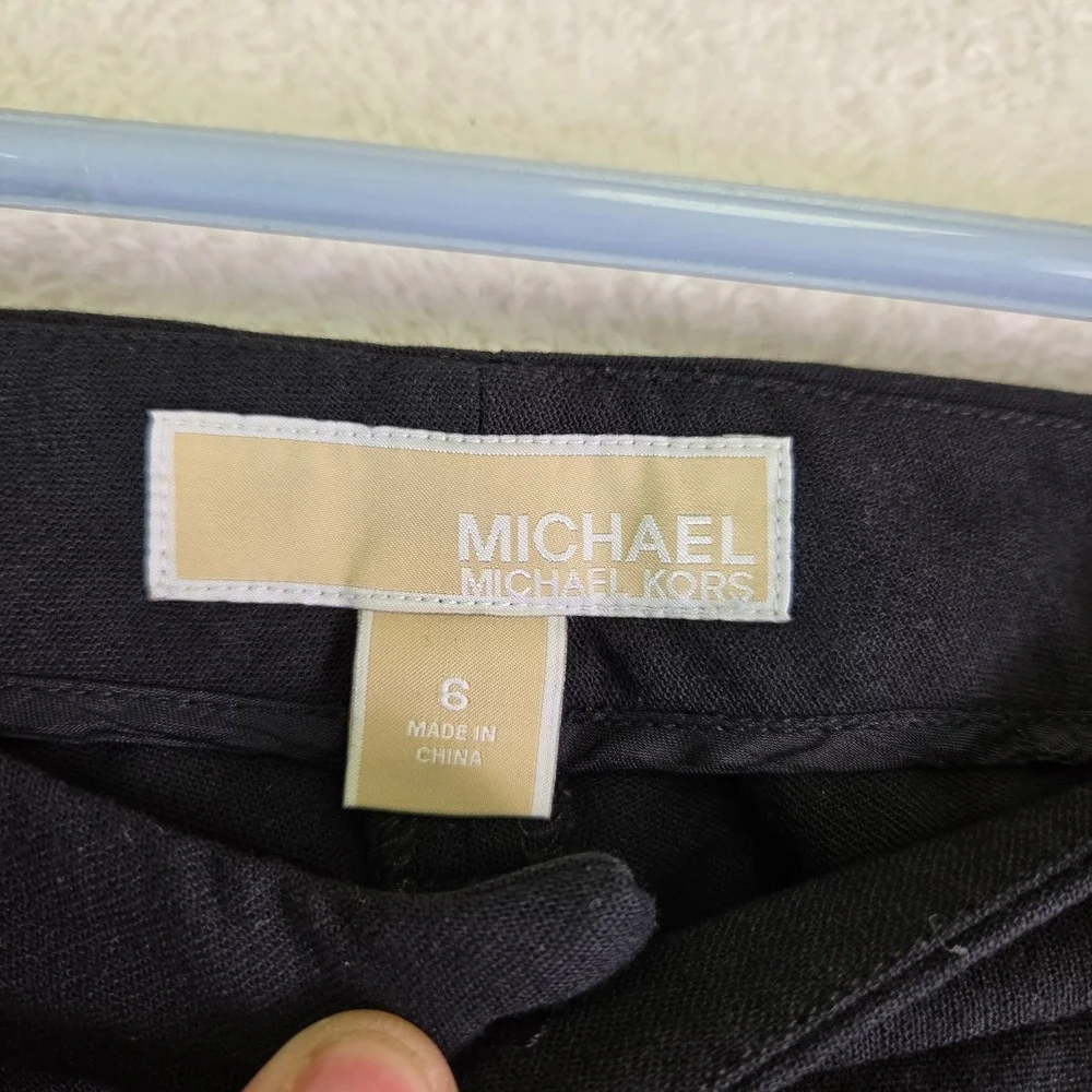 Michael Kors Womens Black Slim Leg Tailored Trousers Dress Pants Size 6 3060